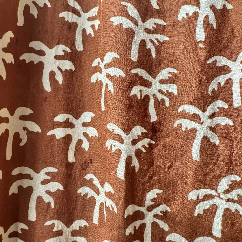 Natalie Martin Silk Palm Tree Print Short Sleeve Maxi Dress Brown Small S READ - Image 13