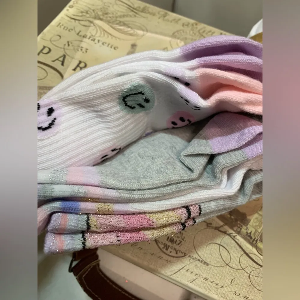 California Sunshine Smiley Face Crew Socks Gray - Image 6