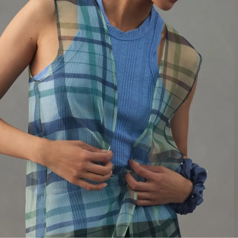 NWT Anthropologie sheer longline vest - Image 4