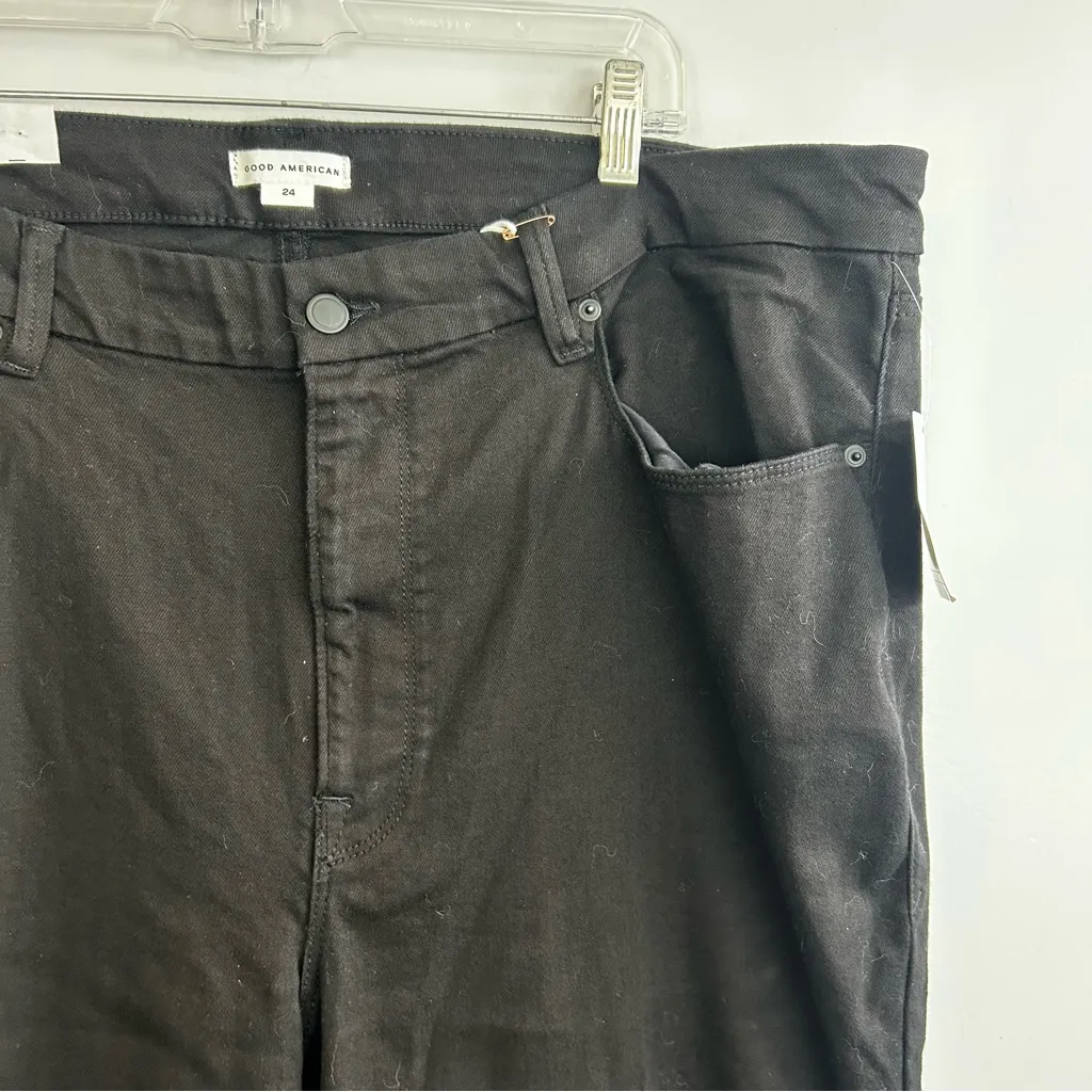 NWT Good American Good Legs Black Mid Rise Skinny Fit Flare Leg Pants/Jeans 24 - Image 5