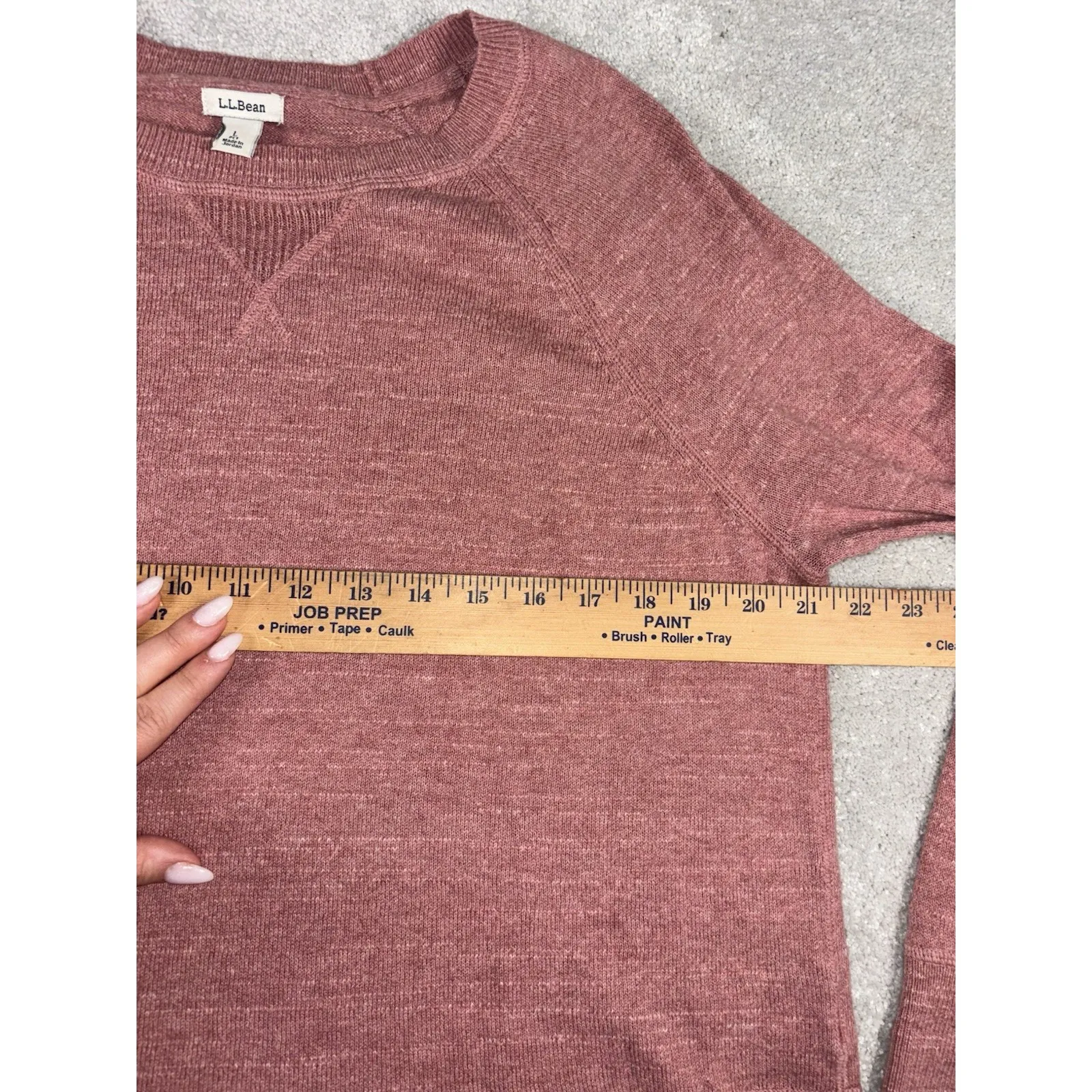 LL BEAN 517143 Mauve Organic Cotton Slub Sweater Raglan Large Petite Pink Size undefined - Image 8