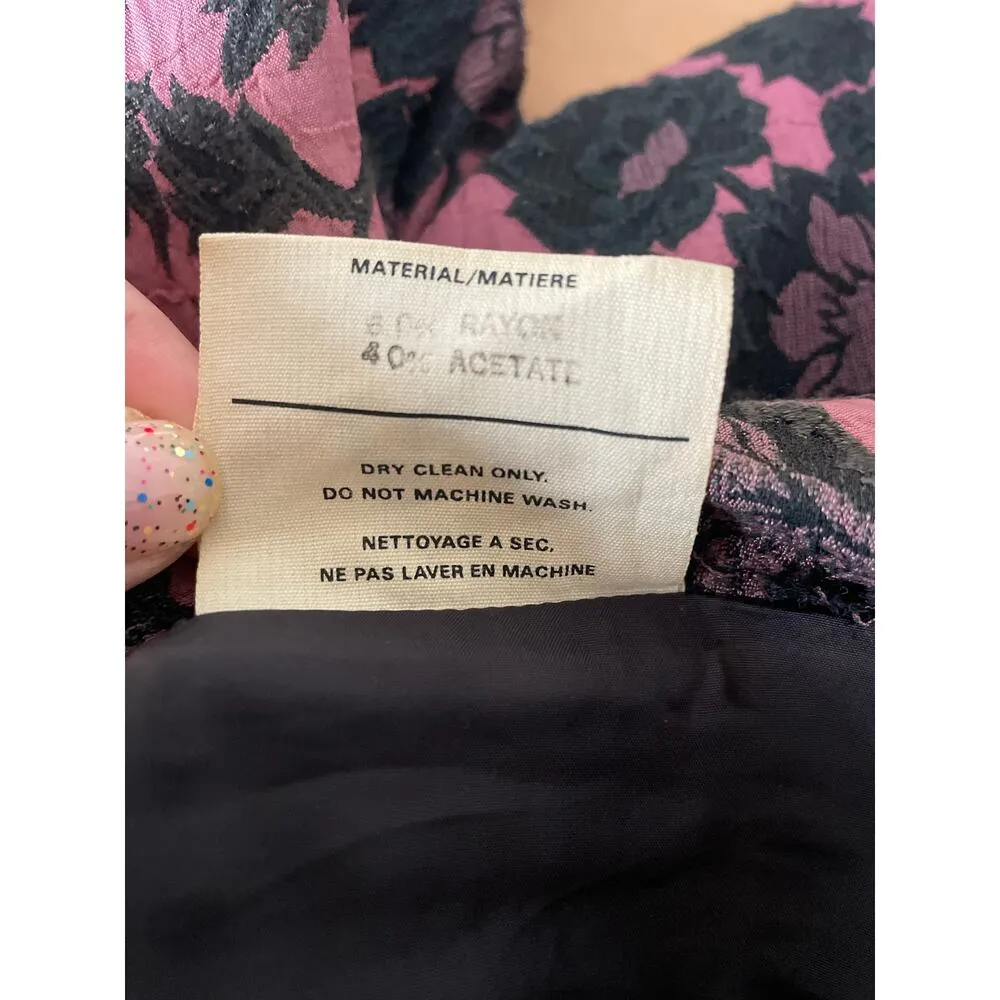 Vintage AT Japan Blazer in Black Floral on Mauve Size Large Pink - Image 6