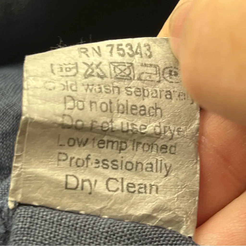 Terzo‎ Millennio 100% Linen Sleeveless Shift Dress Eyelet Hem Women Size XS Blue - Image 4