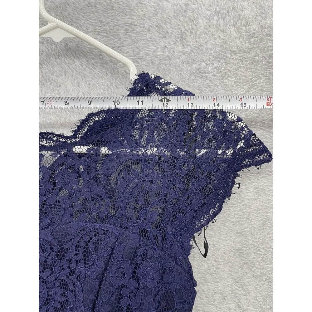 Lulu's Women's Formal Dress Navy Blue Mermaid Size Small Lace Top Lined Cap Slee - Image 11
