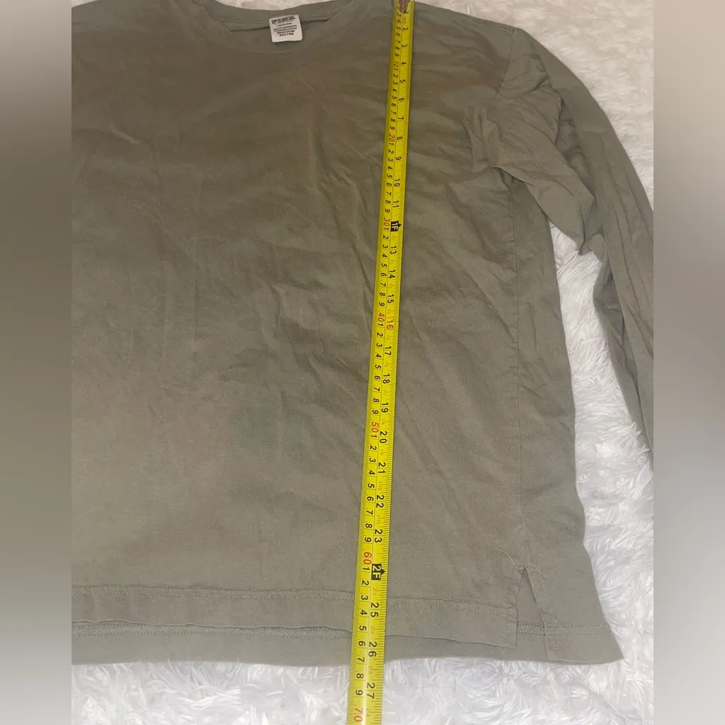 PINK Victoria’s Secret sage green silver sequin arm graphics woman’s large - Image 8