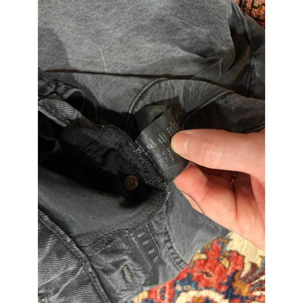 We the Free Charocal Black Button Fly Wide Leg High Waist Distressed Jeans 25 - Image 7