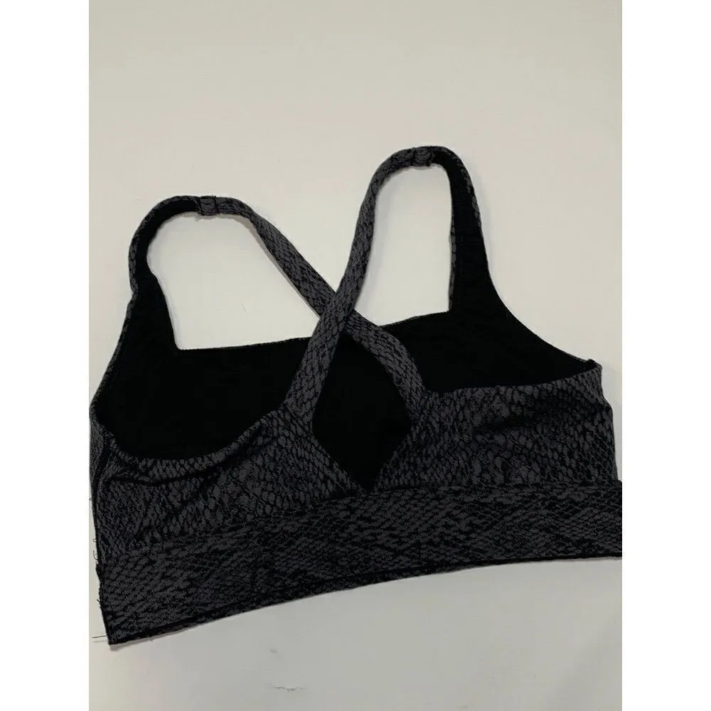 All in Motion Women’s Sports Bra Jacquard Snakeskin Black Gray Size Medium - Image 2