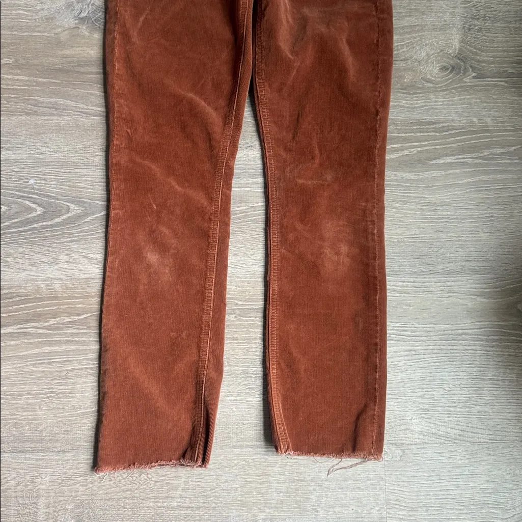 MOTHER DENIM CORDUROY MID RISE DAZZLER ANKLE FRAY HOPSCOTCH MONK'S ROBE 26 Brown - Image 6