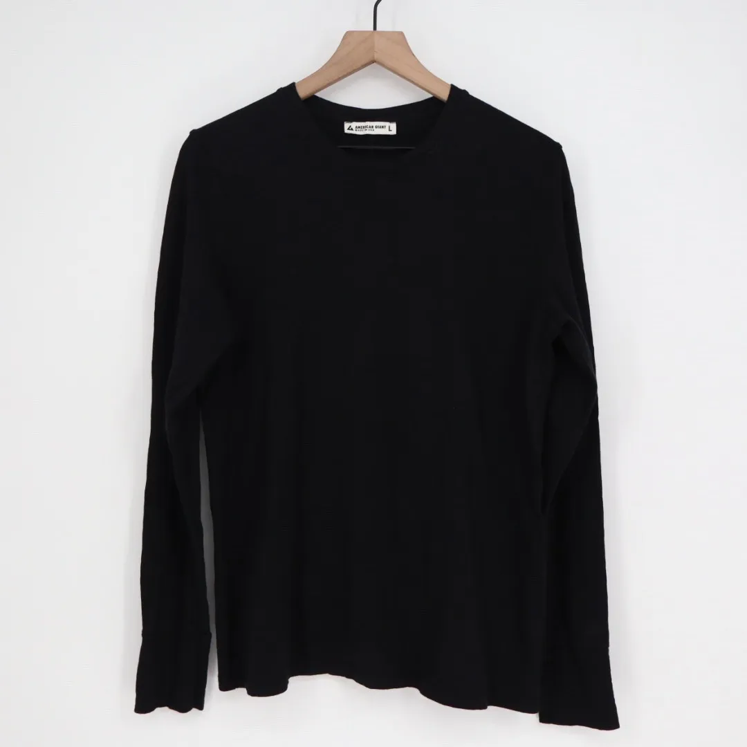 AMERICAN GIANT Black Long Sleeve Crew Neck T Shirt Made in USA Size L Size L - Image 2