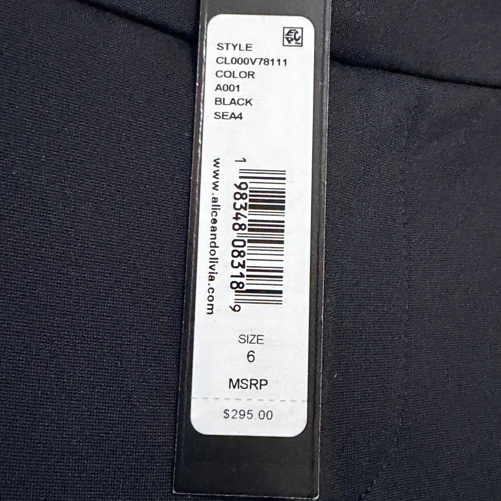 Alice + Olivia Stacey Slim Trouser Pants Black Tailored Straight Leg Size 6 Work - Image 8