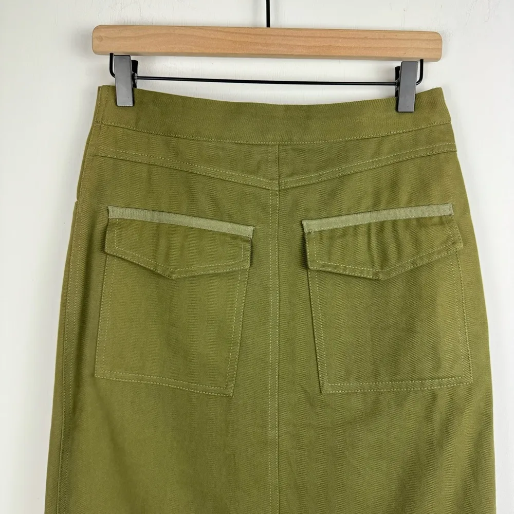 NWT ZARA SRPLS Military Wrap Layered Midi Skirt Sz XS Green - Image 15