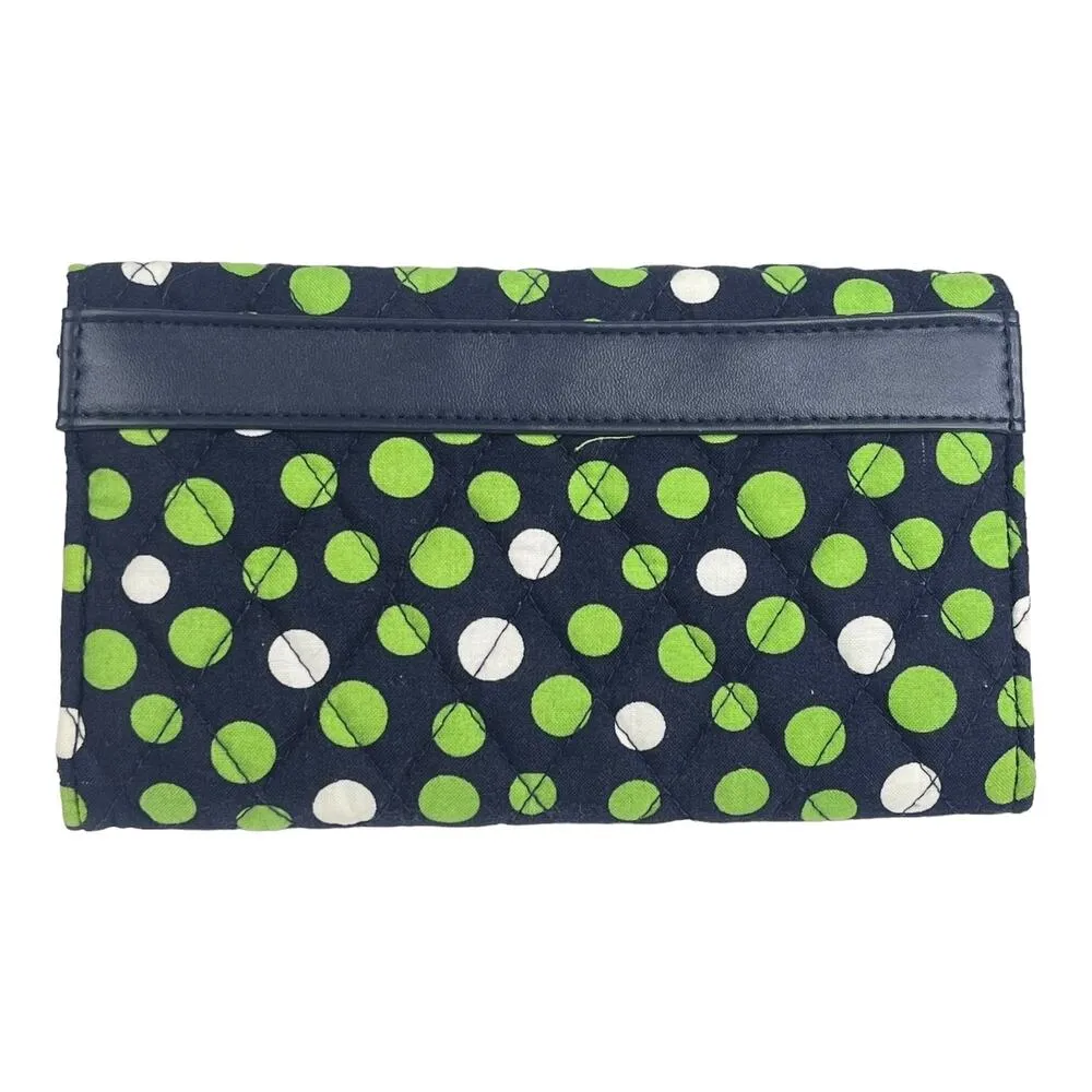 Vera Bradley Lucky Dots TRIFOLD WALLET Polka Dot Blur Green White Clutch Purse - Image 2
