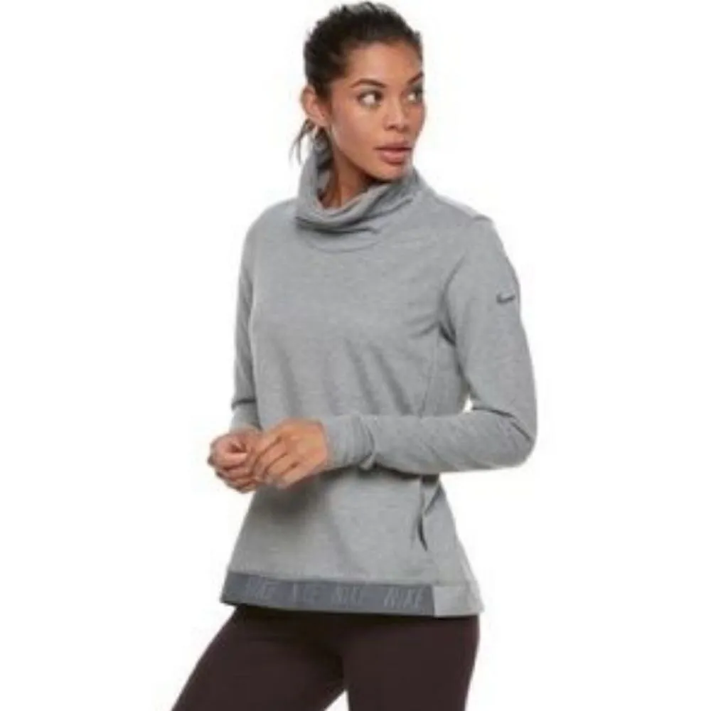Nike Dry Cowl Funnel Neck Pullover Top Heather Gray Medium - Image 2