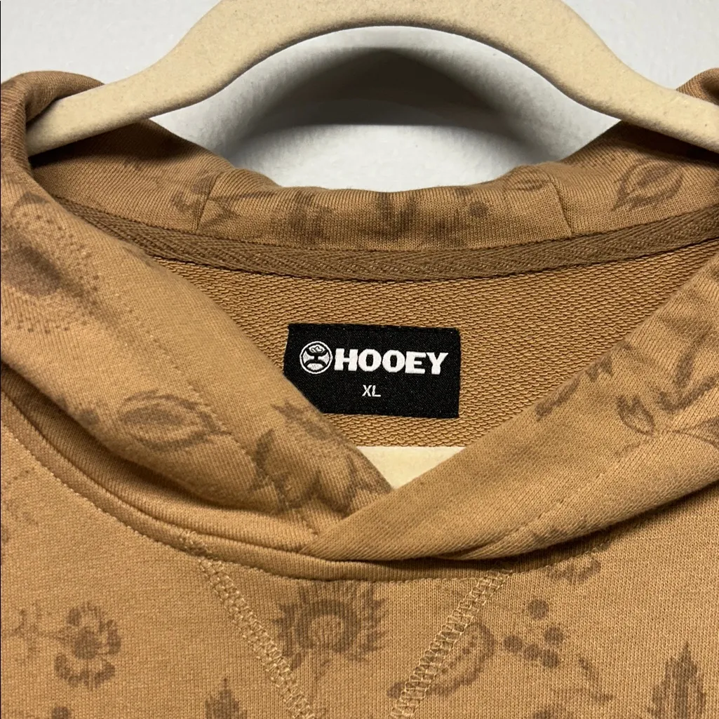 HOOEY ROOMY TAN HOODY PULLOVER SWEATSHIRT SIZE XL TAN WESTERN COWBOY - Image 2