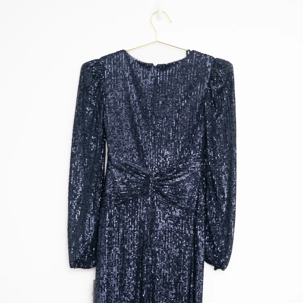 Aqua Formal - Navy Sequin Twist-Front Gown - Image 5