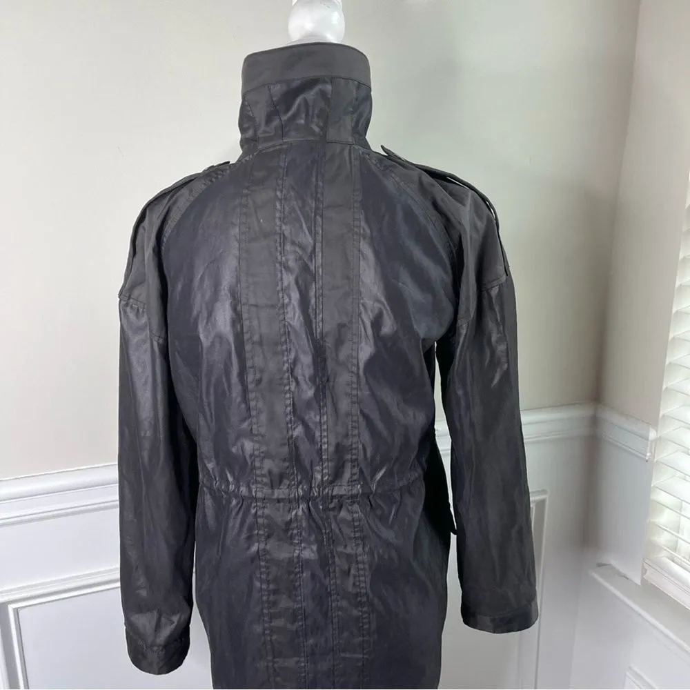 Ali Ro coated black anorak long utility jacket size 4 quiet luxury‎ minimalist - Image 2