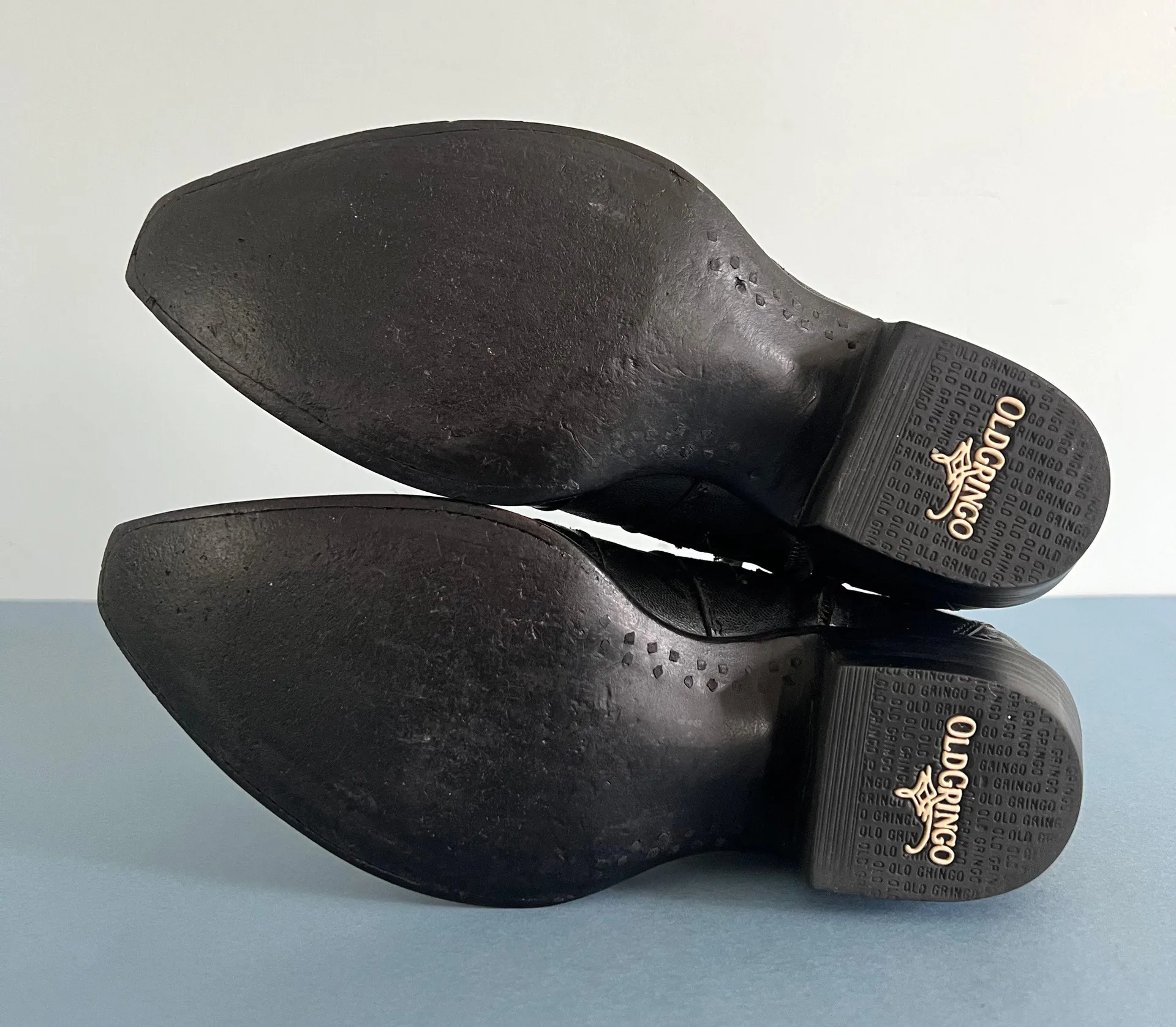 United Short Black Leather Star Cowboy Ankle Boots - Image 8