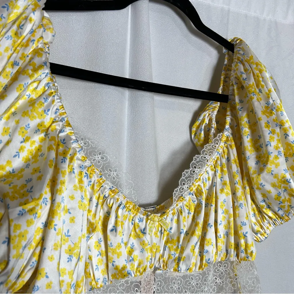 NWT For Love And Lemons Daffodil X Victoria’s Secret Mini Dress Yellow Floral S - Image 9