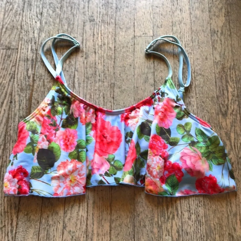 MinkPink Floral Flutter Bikini‎ Top - Image 2