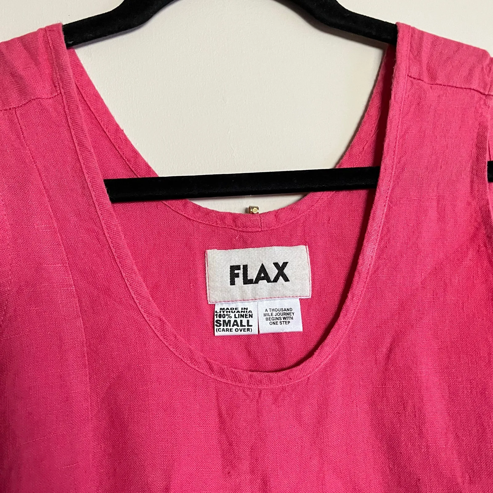 FLAX Maxi Dress Sleeveless Tank Long 100% Linen Pink Lagenlook Size Small - Image 4