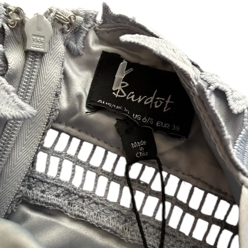 Bardot Dusty Blue Lace Halter Neck Midi Dress‎ Size S Occasion Cocktail Party - Image 4