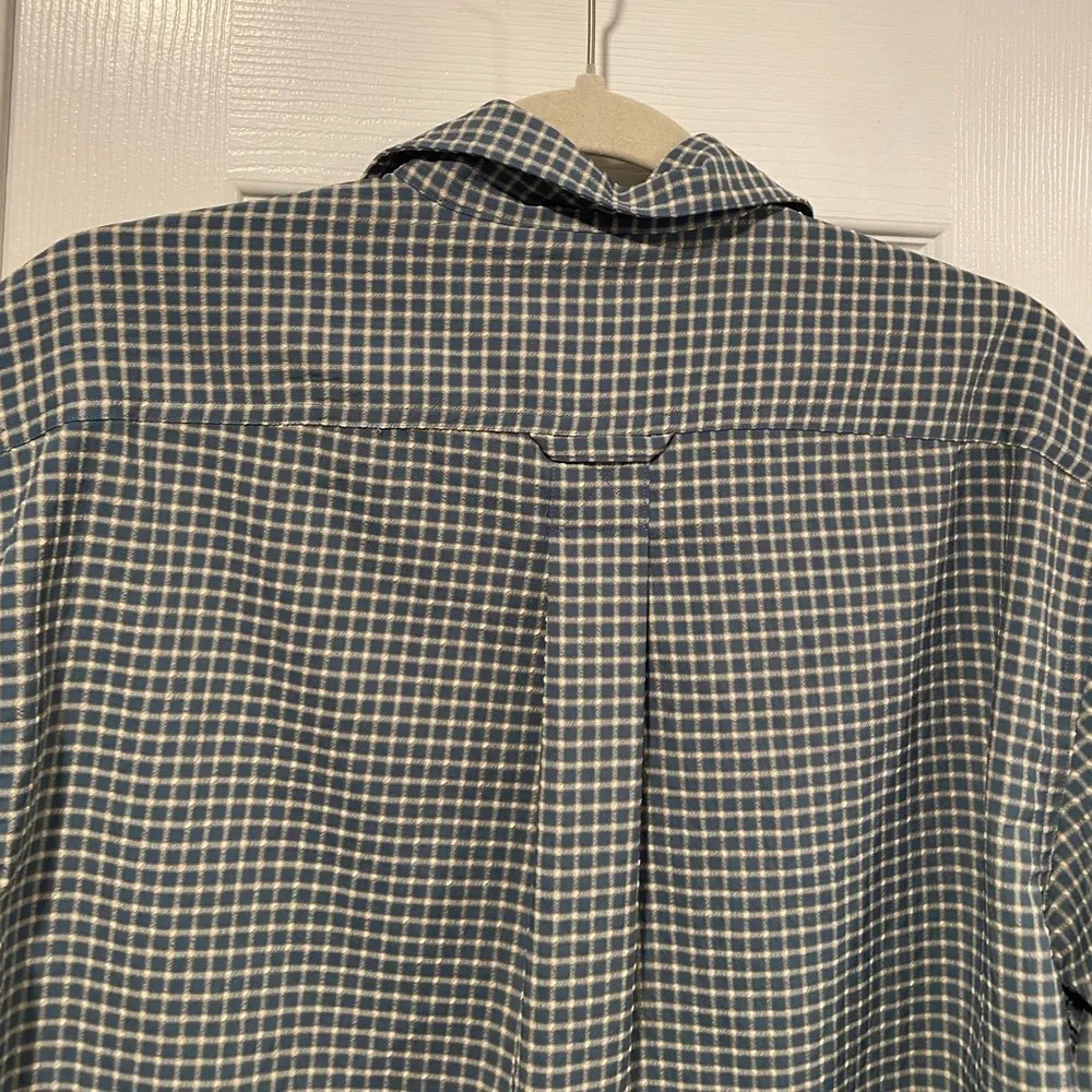 VTG L.L. Bean Size L Blue Plaid Nylon Stretch Roll Tab Hiking Outdoor Shirt Size L - Image 10