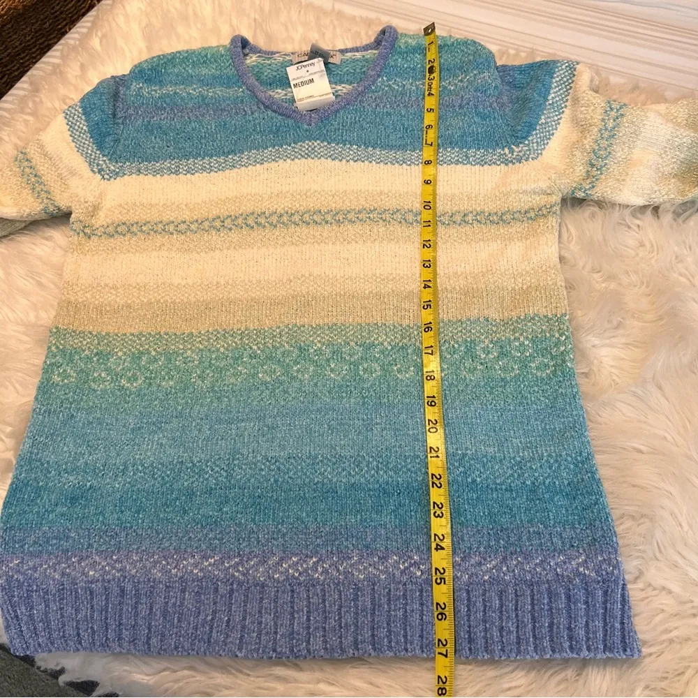 Vintage 90s Deadstock Cabin Creek Chenille Sweater Women’s Size Medium Blue Tan - Image 6