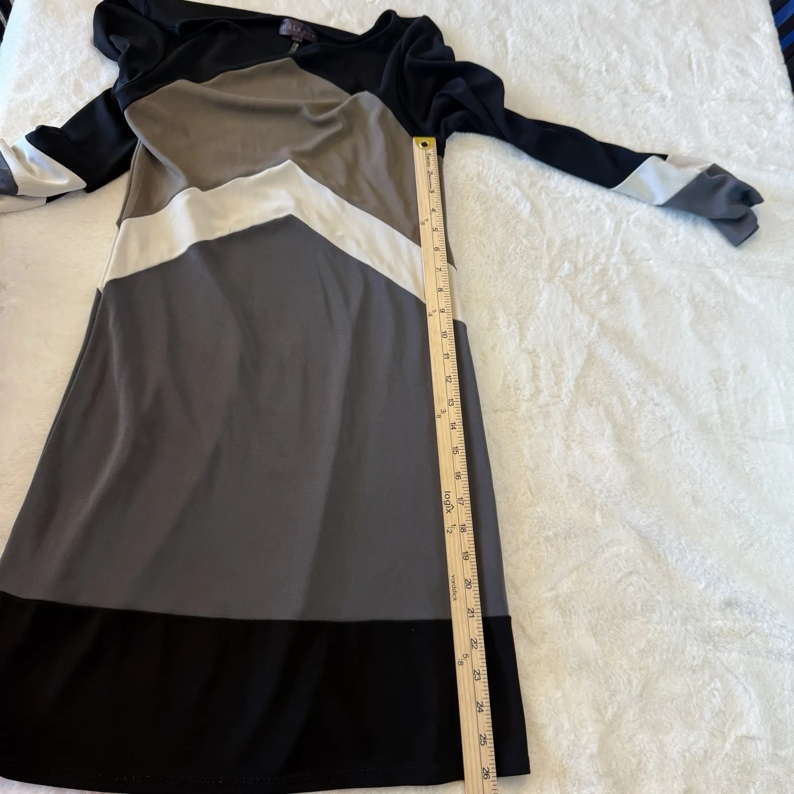 Hale Bob Color Block Sheath Dress Small Neutral Bell Sleeve Office Work Cocktail - Image 5