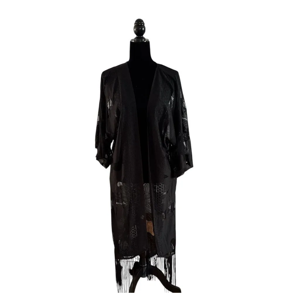 UMGEE Black Fringe Kimono Cardigan EUC - Image 4