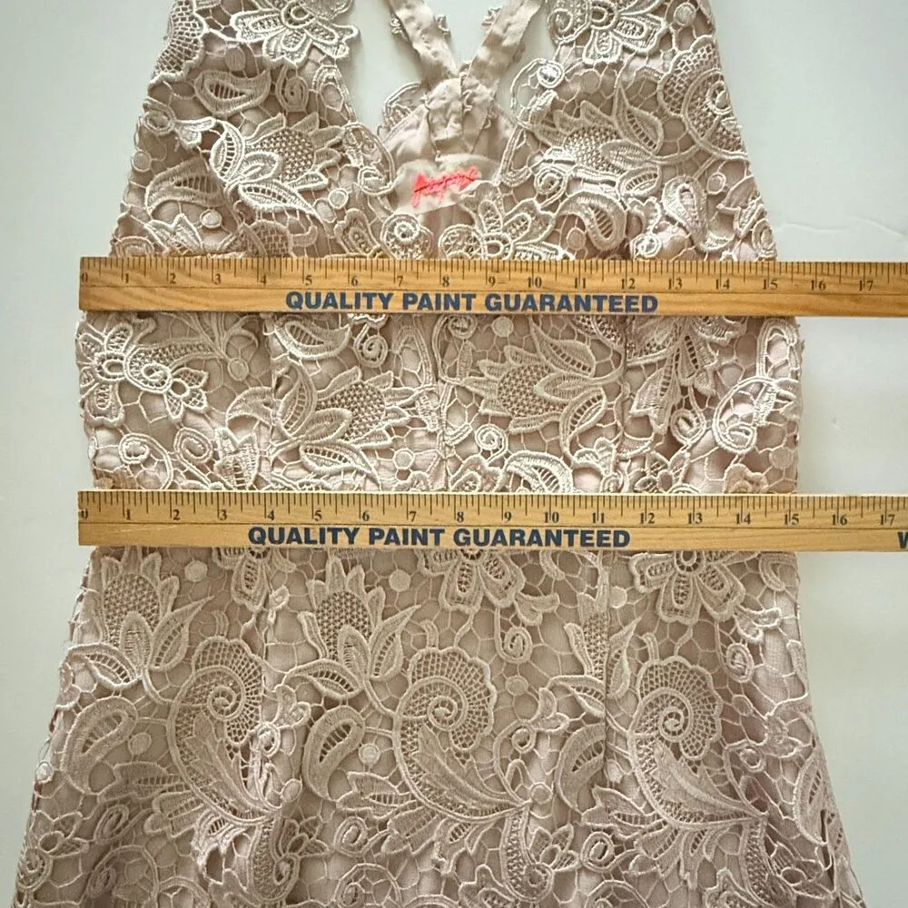 Free People Margot Lavender Lace Gold Shimmer Plunge Racerback Bodycon Dress 12 - Image 7