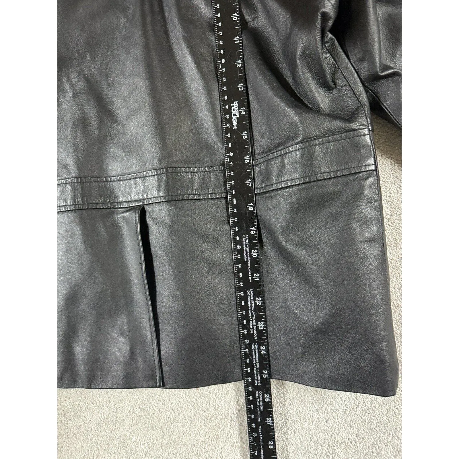 KC Collections Leather Jacket‎ Womens M Black Collar Pockets Hook & Loop Closure Size M - Image 9