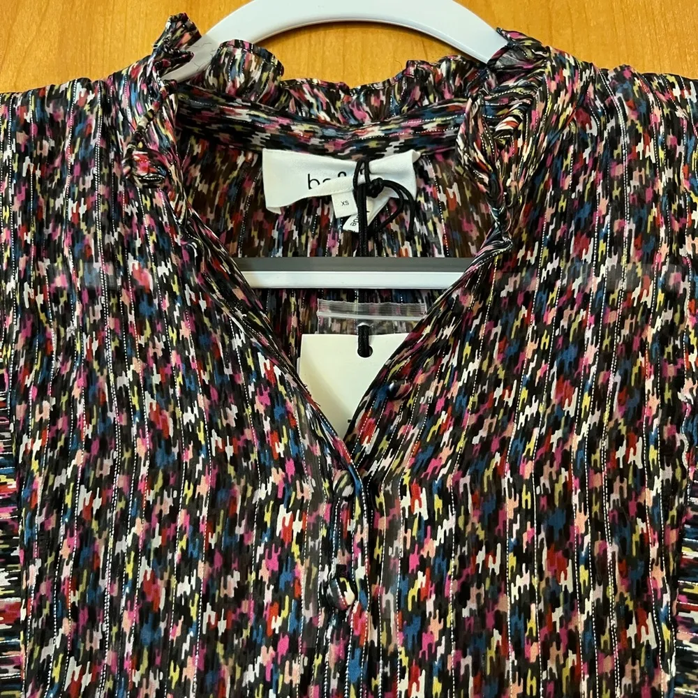 Ba&sh Deep Dress Lady Noir Multicolor Print Button Yolk NWT Size XS MSRP $365 - Image 7
