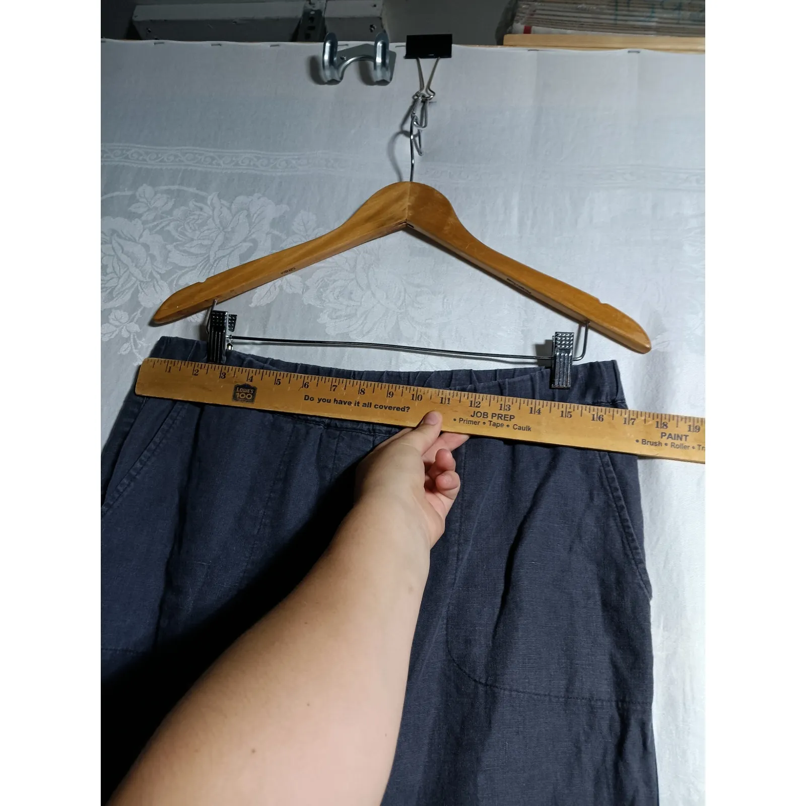 J Jill PureJill Pants Medium Gray 100% Linen Pull On Elastic Waist Roll Tab Ankl - Image 4