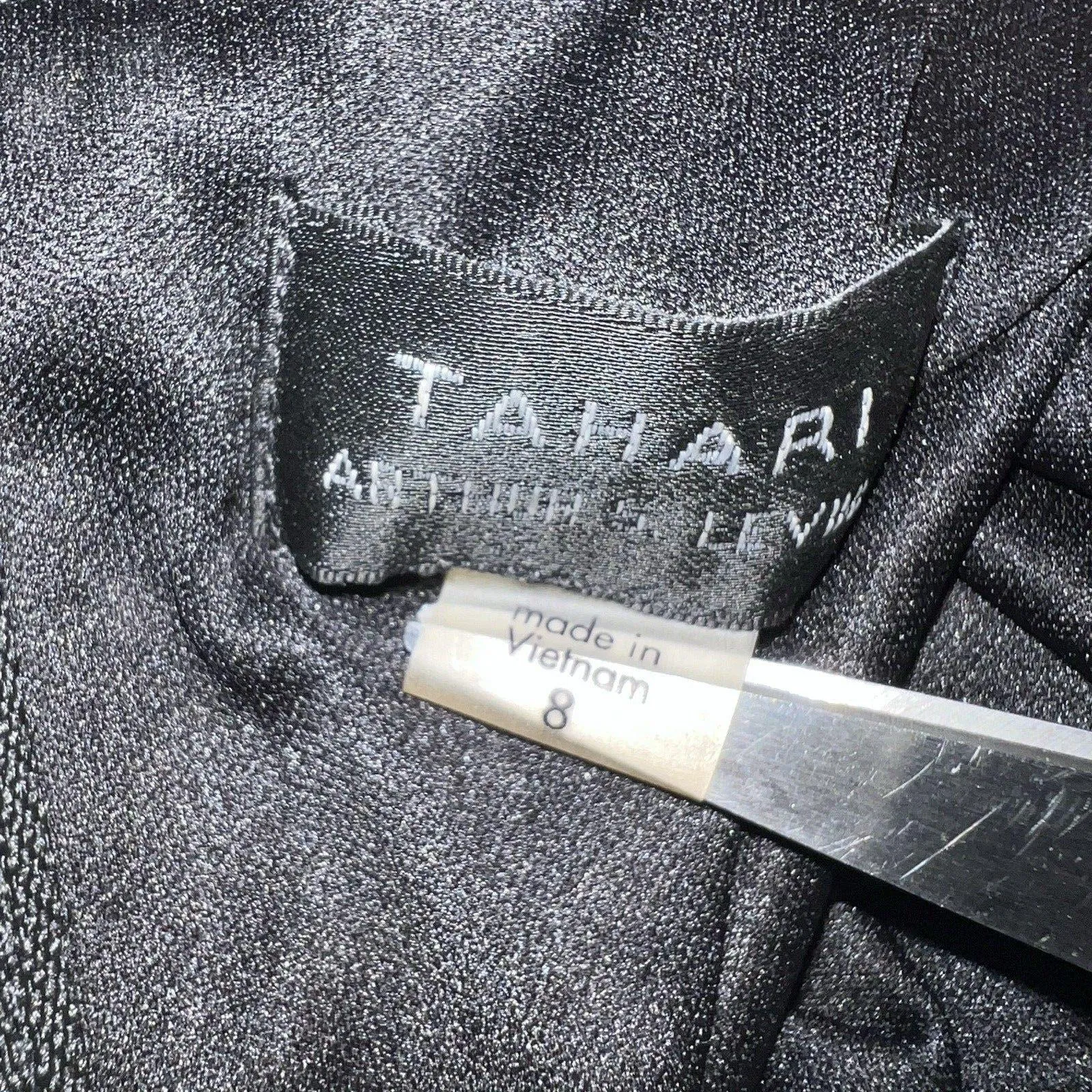 Tahari ASL Sheath Sleeveless Bow Dress 8 Black White Classic Career Business - Image 8