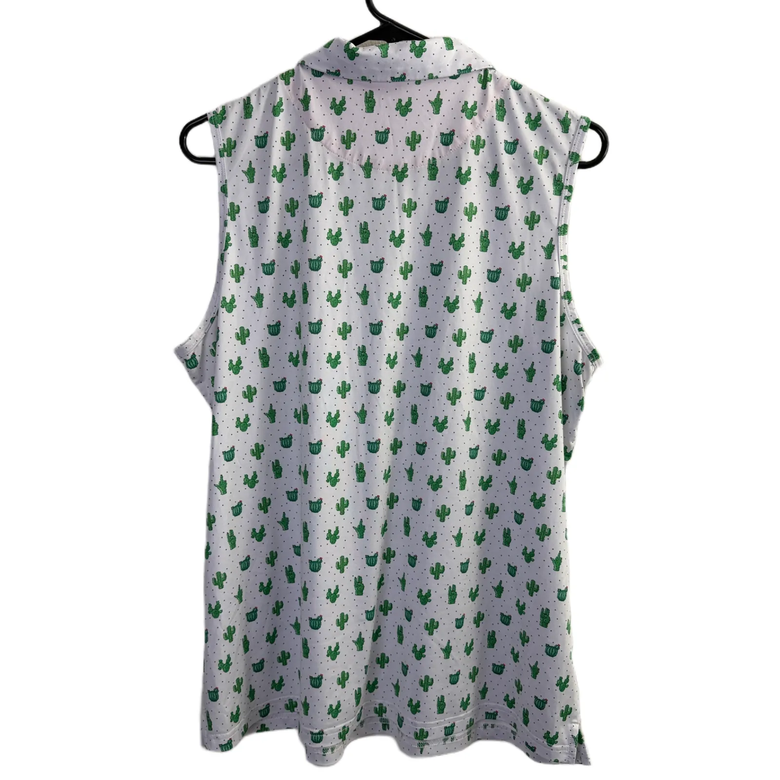 Bogey Goys Golf Top Womens XL White Green Cacti Cactus Novelty Sleeveless - Image 6