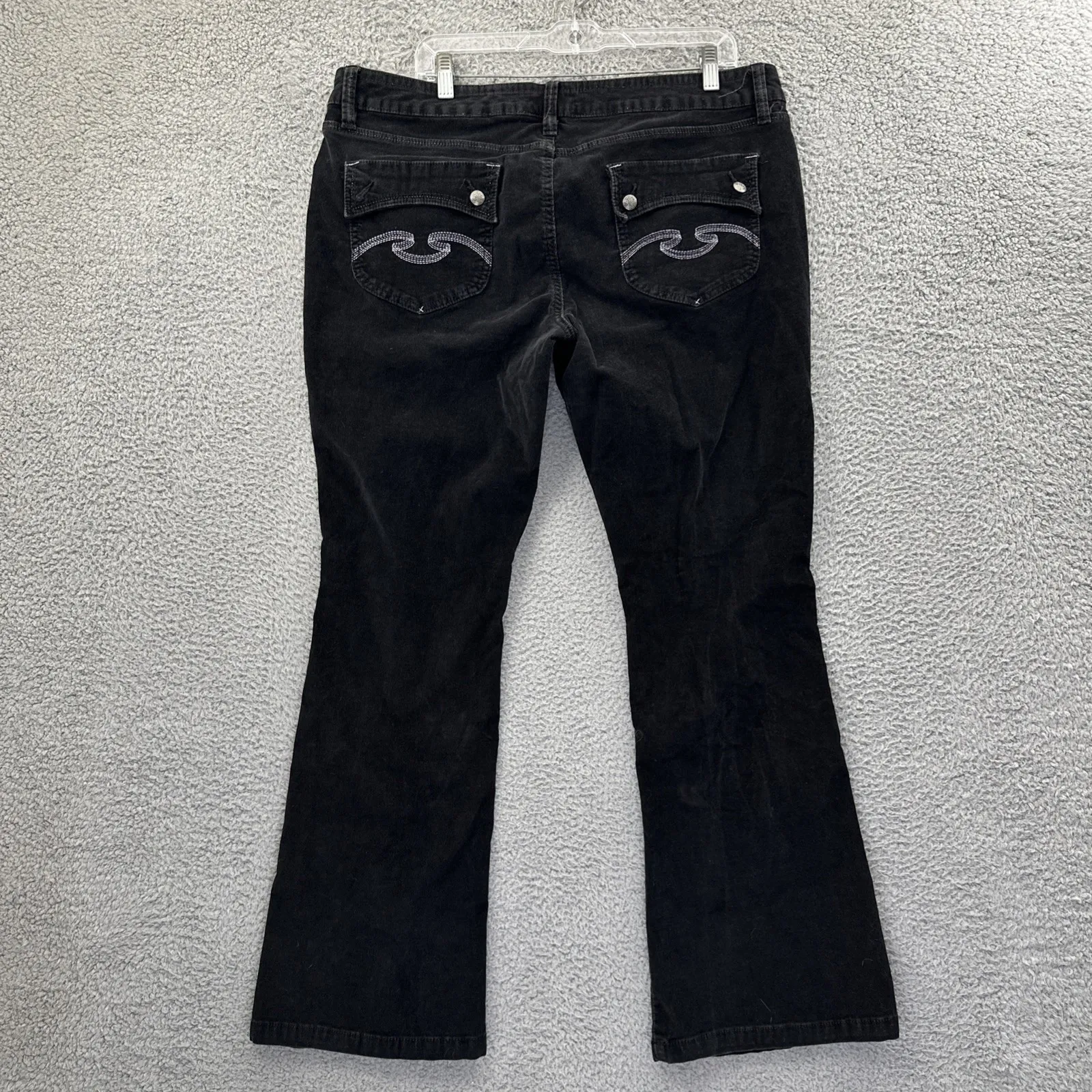 Y2K Nobo No Boundaries Bootcut Corduroy Pants Black Retro Festival Women 19 x 31 - Image 2