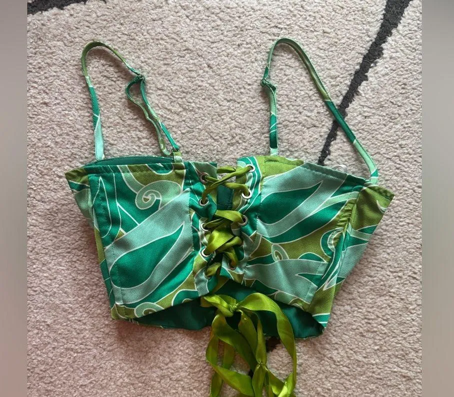 SHEIN Retro Print Lace-Up Corset Top - Image 7