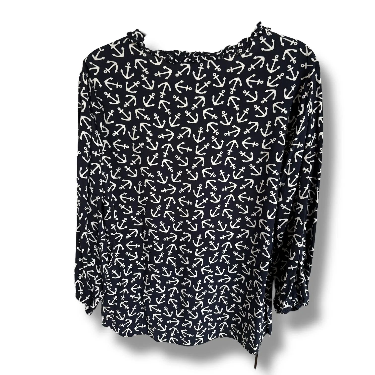 5/$65   ‎ Crown & Ivy Anchor Print Blouse - Navy Blue & White - XL - Image 2