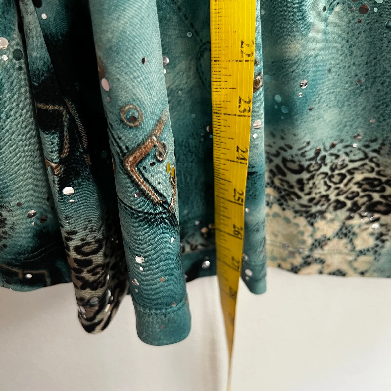 Animal‎ Print Sequin Top Y2K Glam 2000s Grunge Vintage Indie Sleaze 2X Blue - Image 5