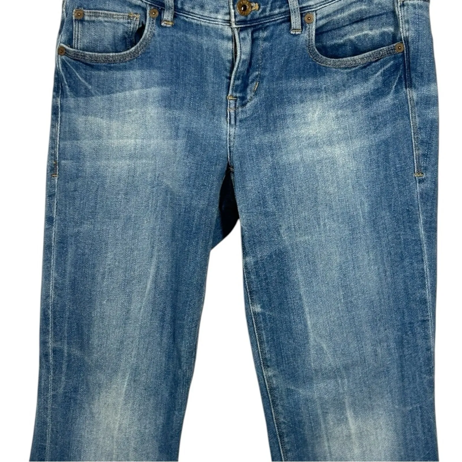 Madewell Rail Straight Jeans Medium Light Wash Low Rise Size 28x34 - Image 4