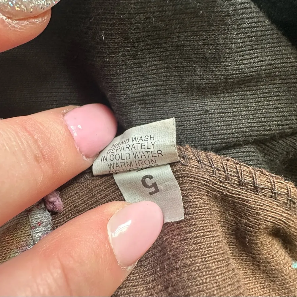 Boho Patchwork Midi Skirt Bohemian Fit & Flare Embroidery Floral Paisley Green Size M - Image 9