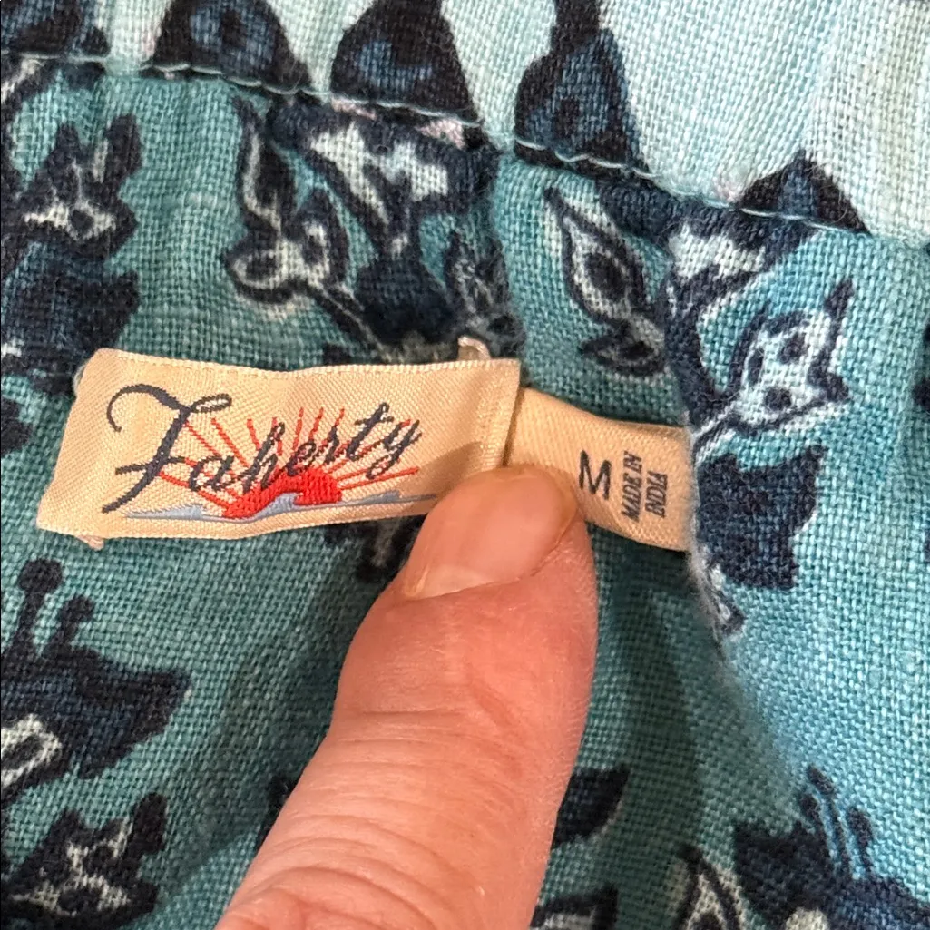 Faherty Bohemian Blue and Teal Patterned Maxi Skirt excellent condition Green Size M - Image 11