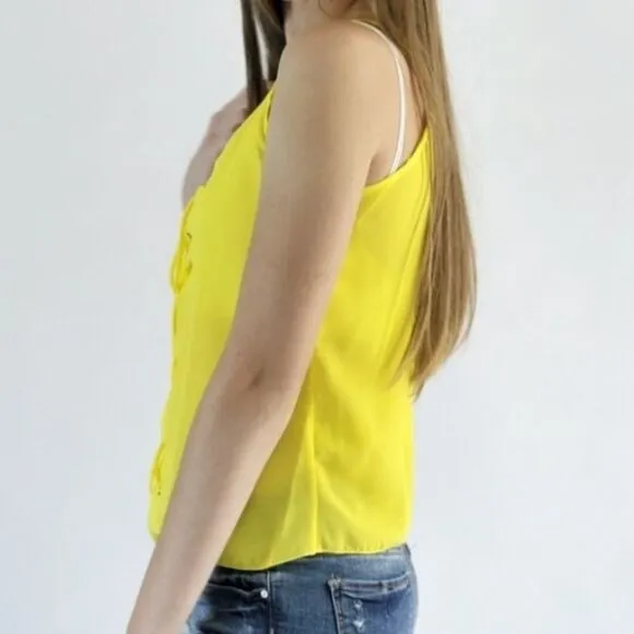 Lace Up Sleeveless Top‎ Yellow - Image 10