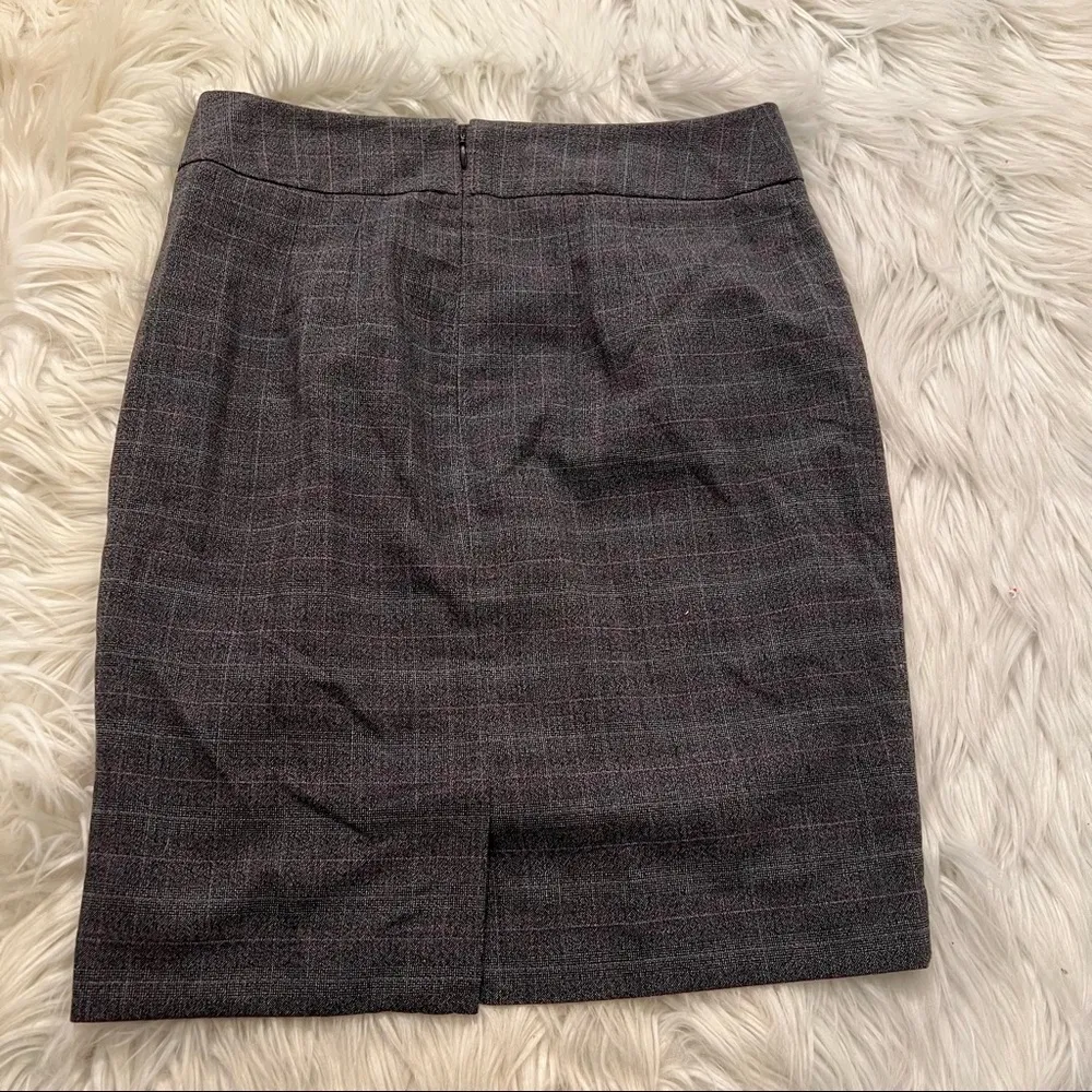 Loft Mini Pencil Skirt Dark Gray Plaid - Image 6