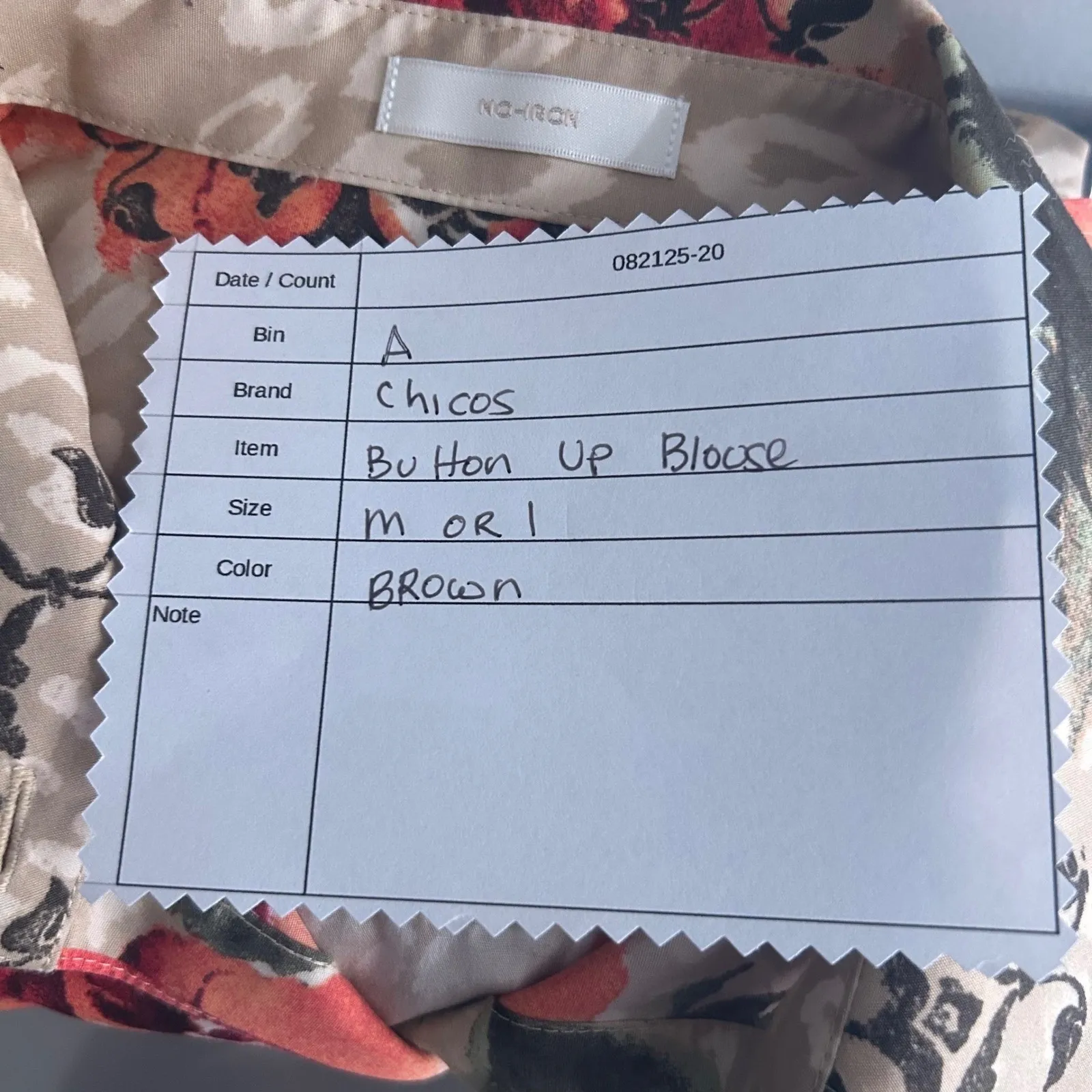 Chicos Floral‎ Button Up Blouse Beige Medium Or 1 - Image 13