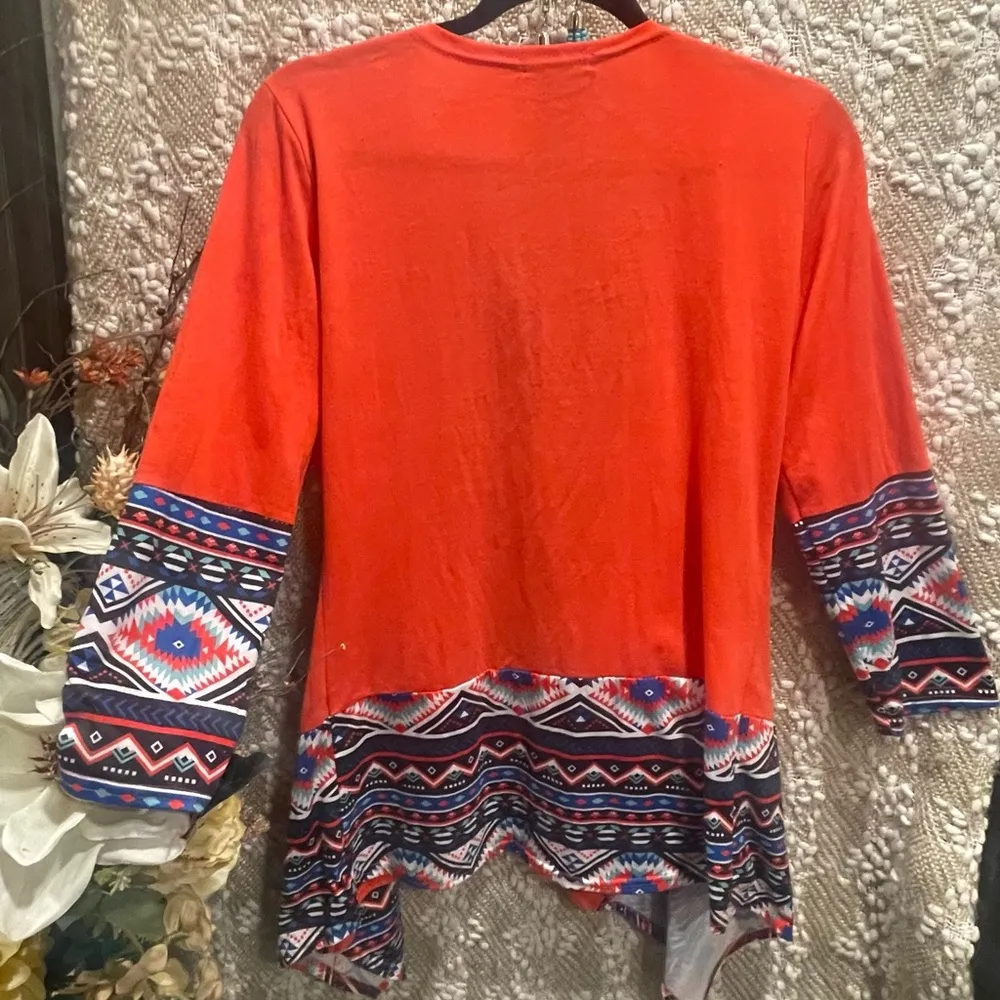Aztec/Tribal Boutique Kimono Size M. Orange Size M - Image 4
