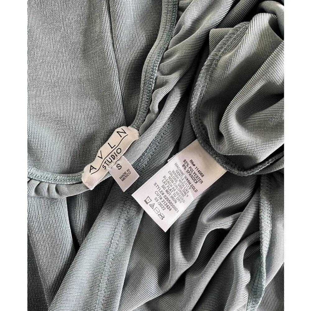 NWOT AVLN Studio Metallic Light Blue Tiered Baby Doll Dress Women Size Small - Image 10