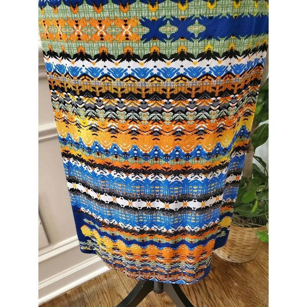 Mlle Gabrielle Women's Multi Round Neck Sleeveless Knee Length Dress Size 1X - Image 4