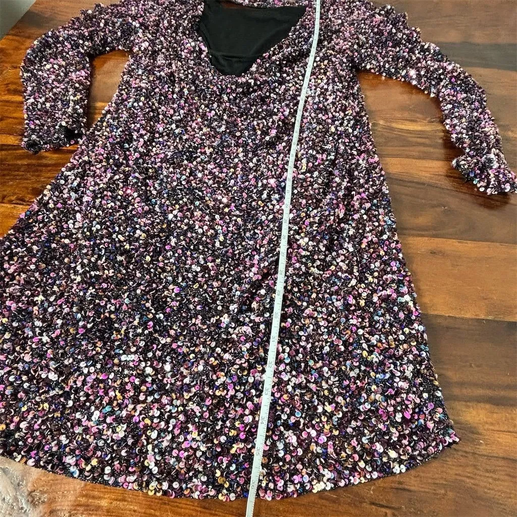 Parker Women's Sequin Dress Size 12 Multicolor Long Sleeve‎ Party Short - Image 7