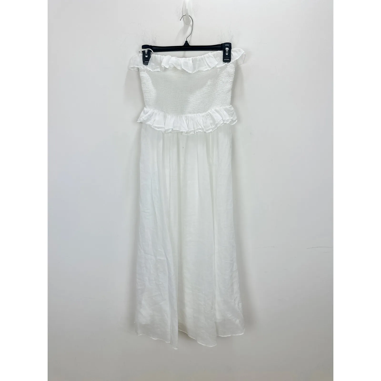 J.Crew Ravenna Dress Ramie Ruffle Lightweight Smocked Midi White XS NWT - Image 7